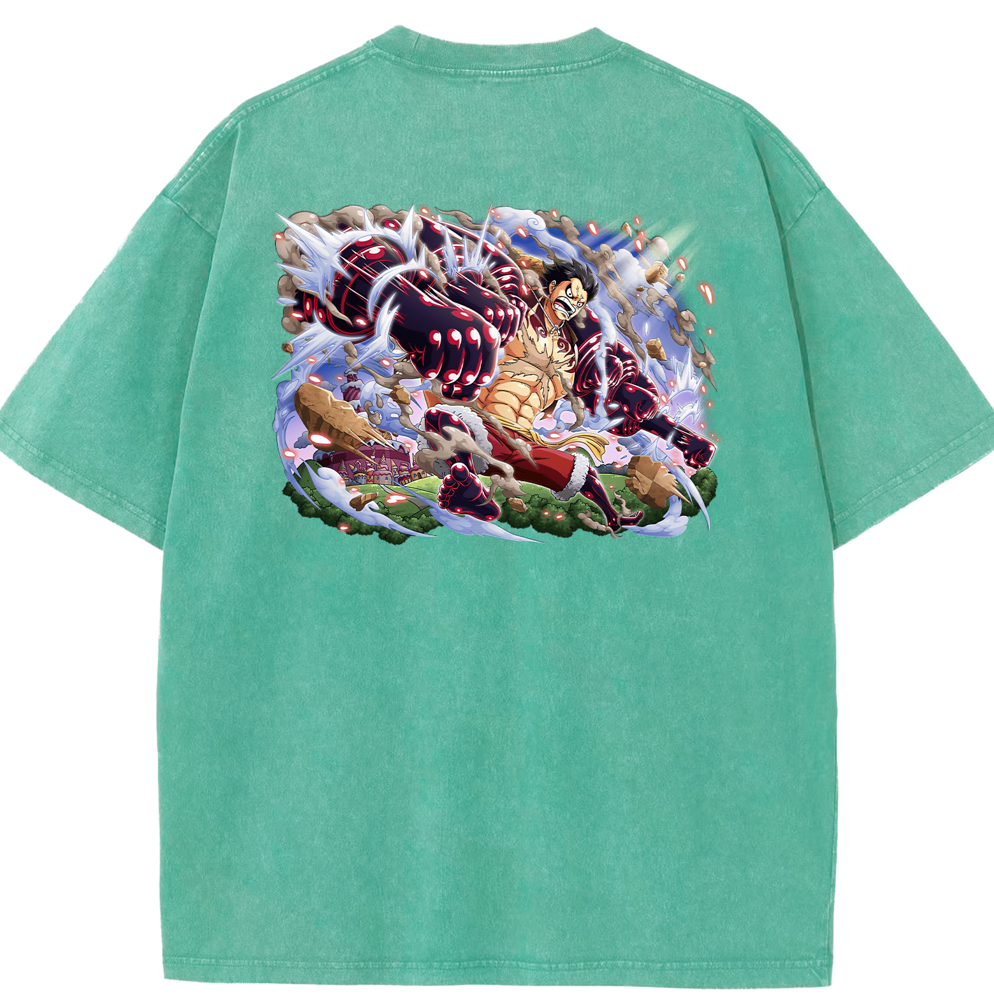 ワンピース モンキー・D・ルフィ ONE PIECE Monkey D. Luffy 綿100% ヴィンテージ風 半袖Tシャツ（背面プリント）